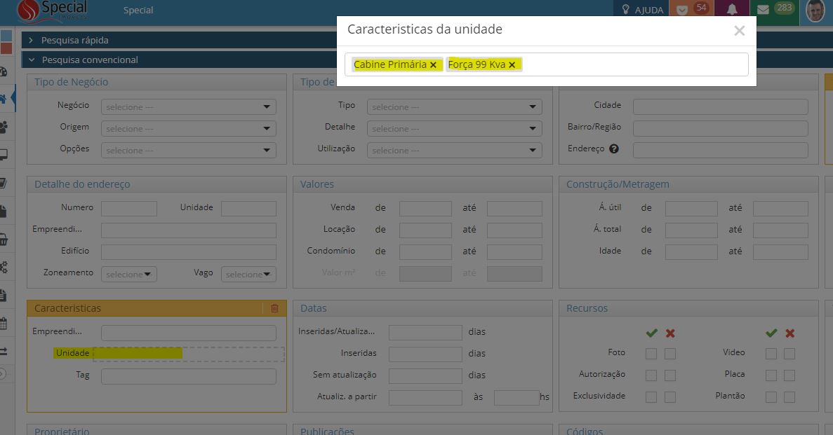 2.2 - na Convencional, você também pode escolher Várias Características, conforme exemplo.JPG